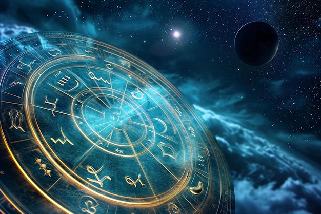a clock in the middle of a space with a planet in the background