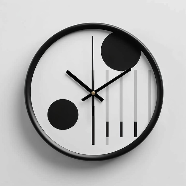 Clock Minimalism art style white background high qu