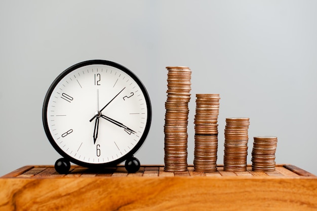 Clock and money time work concept and money with time value