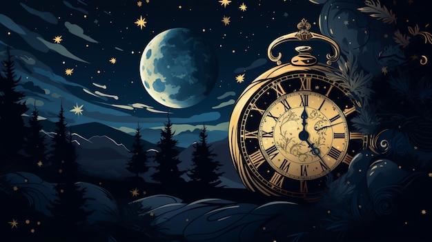 clock night time illustration midnight old backgrounds