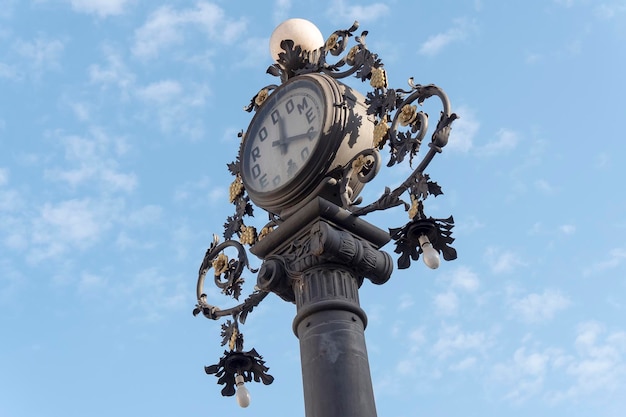 Clock old lamppost in the street Jerez de la Frontera Spain