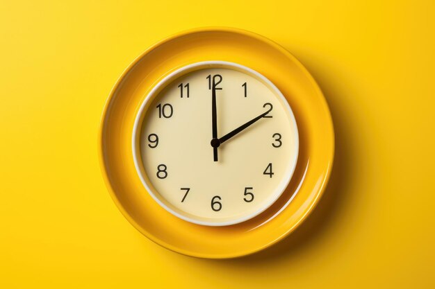 Photo clock on the plate an illustration of a clock placed on a plate symbolizing the concept of interval eating and mindful meal timing