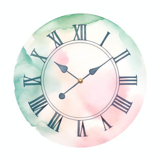 clock simple life accessory for spring day in pink neutral aesthetic colors watercolor for girl
