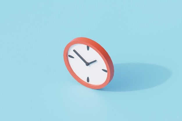 Clock single isolated object. 3d rendering