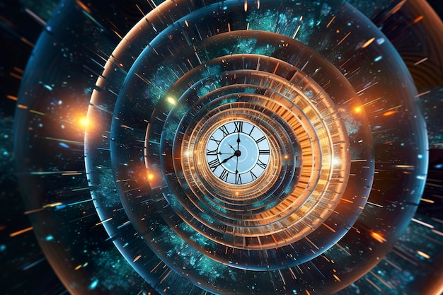 Photo clock in space time concept generative ai