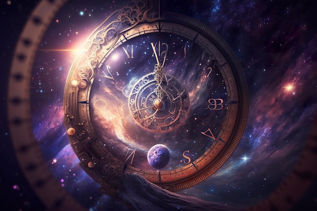 clock in space time concept Generative AI