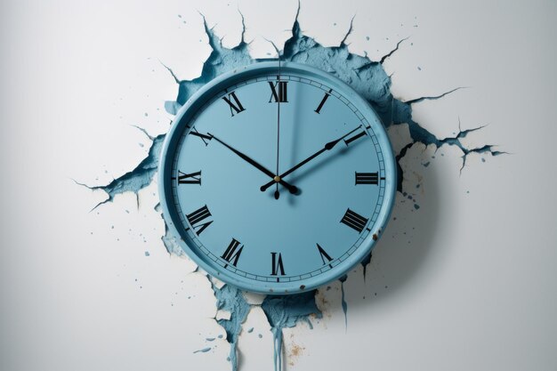 Clock that is broken on a white wall Beautiful illustration picture Generative AI