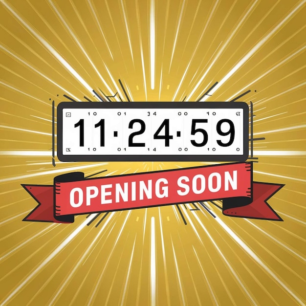 a clock that says opening soon on it