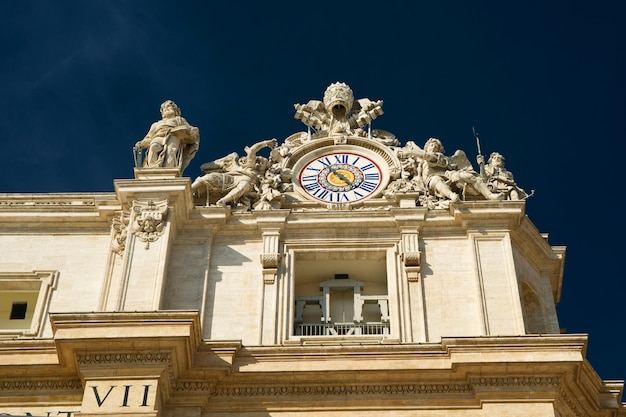 Clock on the top of St Peter's Basilica in Vatican Rome