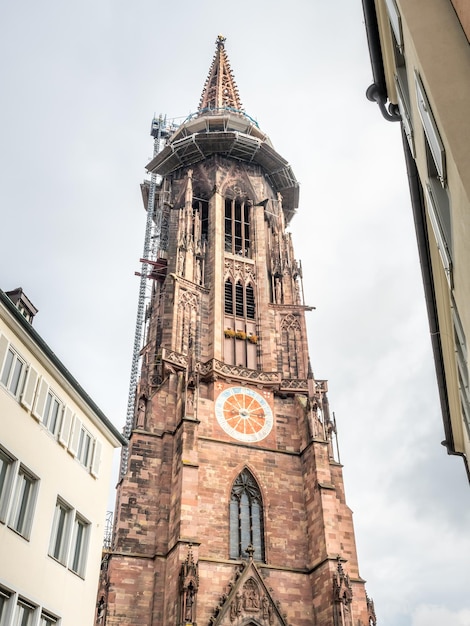 Clock tower of Freiburg minster cathedral