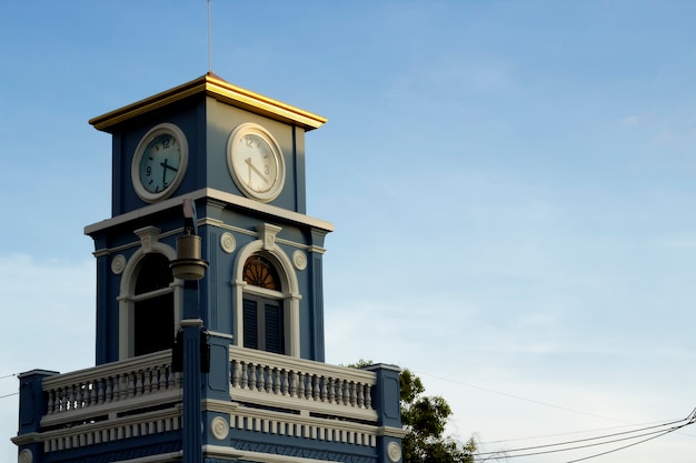 Photo clock tower at surin circle phuket town