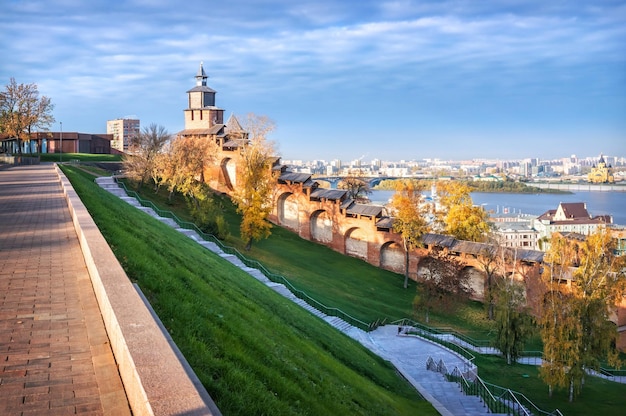 Clock tower and view from the observation deck Nizhny Novgorod Kremlin Nizhny Novgorod