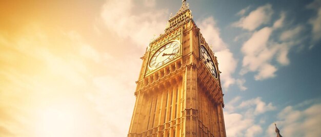 Photo a clock tower with the time of 12  00 on the face