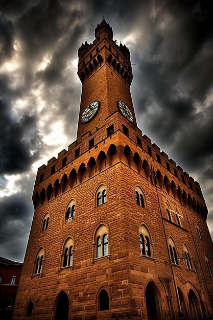 Photo a clock tower with the time of 12  00 on it