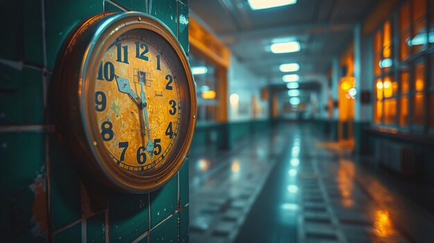 Photo clock on the wall of a building