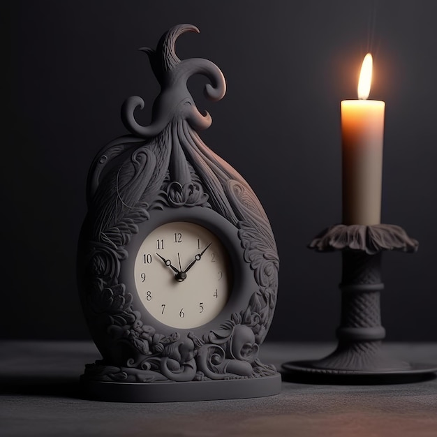 Clock with decorative candle