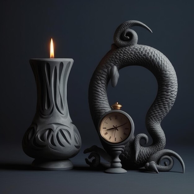 Clock with decorative candle