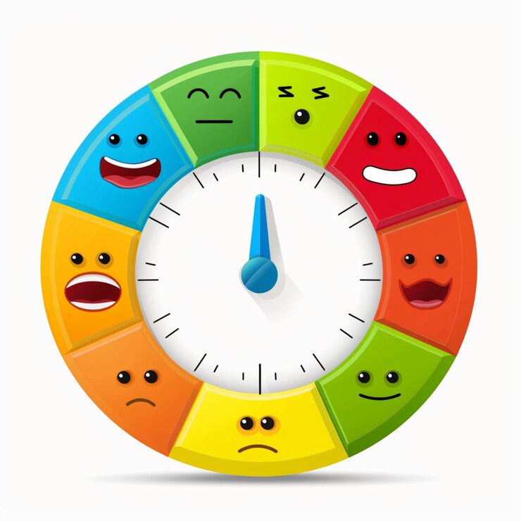 a clock with different faces and faces with different expressions on the face