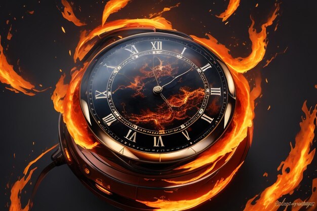 clock with fire time is fast concept images