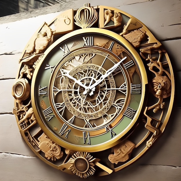 A clock with the hands on the face of it