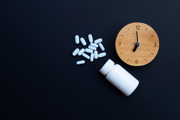 Clock with "PrEP" ( Pre-Exposure Prophylaxis). used to prevent HIV. Copy space