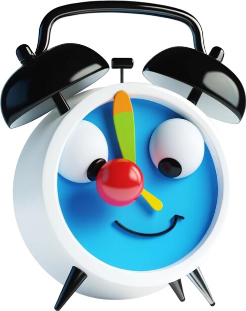 a clock with a smiley face and a red ball on it