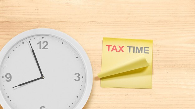 Clock with tax time notes