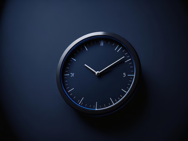 A clock with the time of 11 : 00 is shown on a dark background.