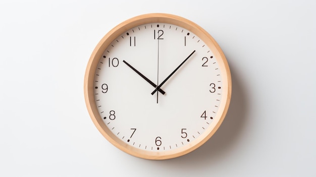 a clock with a white face and black hands