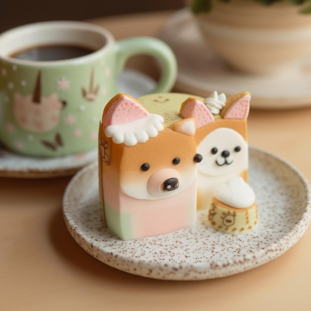 사진 귀여운 크림 디자인의 모양으로 라테 고양이 예술과 함께 커피 컵을 닫으십시오