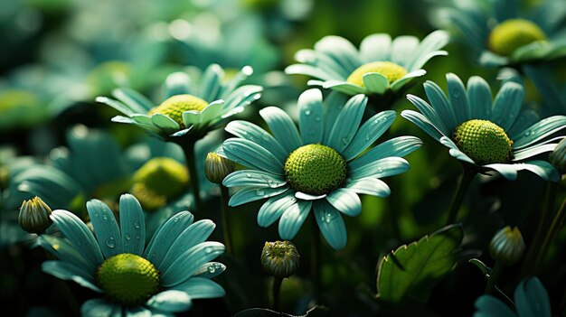 Close Daisies Green Leaves Achtergrond Achtergrond Beeld Desktop Wallpaper Achtergronden HD