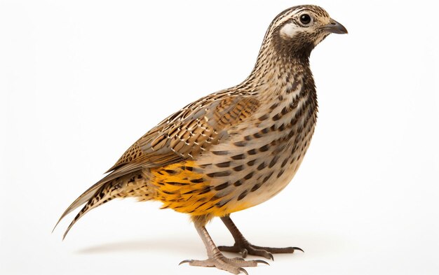 A Close Encounter with the Enigmatic Quail Species Isolated on White Background