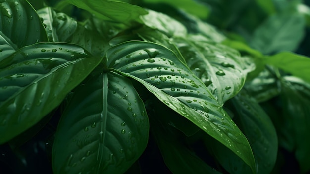 A Close Encounter with Green Leaves Photorealistic