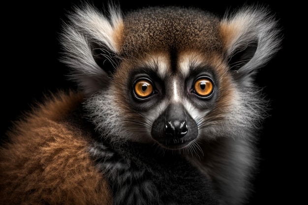 Close lumur portrait on dark background Generative AI