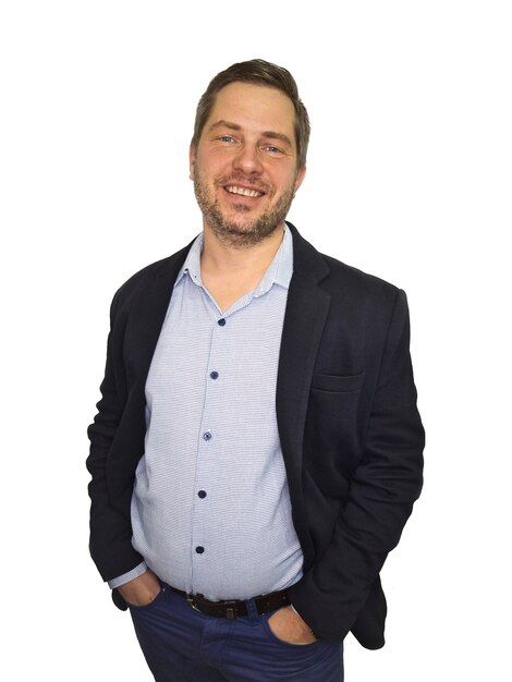 close portrait of caucasian unshaven business man