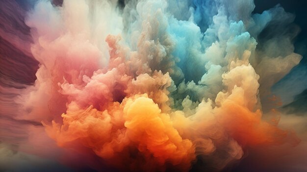 close shot of a heavy multicolor cloud of haze intricate patterns blend of colors AI generated