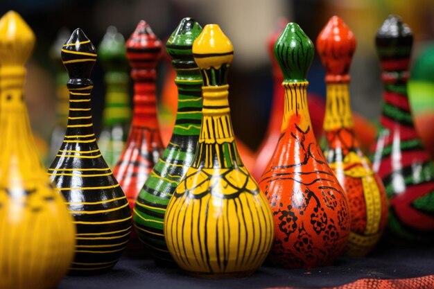 Photo a close shot of vibrantly painted kwanzaa gourds