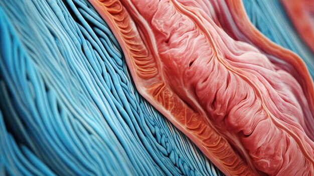 Foto close-up 3d-foto van spieren onder de microscoop