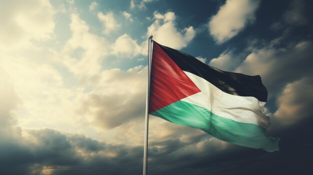 Close up to a 3d illustration of the Palestinian flag