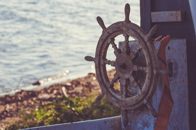 Photo close-up of abandoned boat