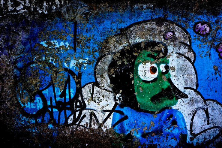 Photo close-up of abandoned graffiti on wall