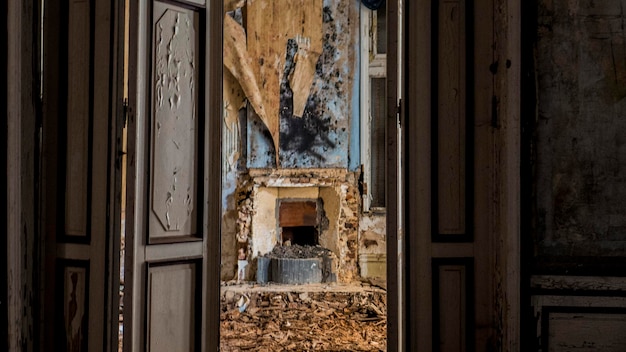 Photo close-up of abandoned house