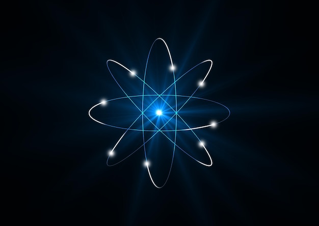 Photo close-up of abstract atom against black background