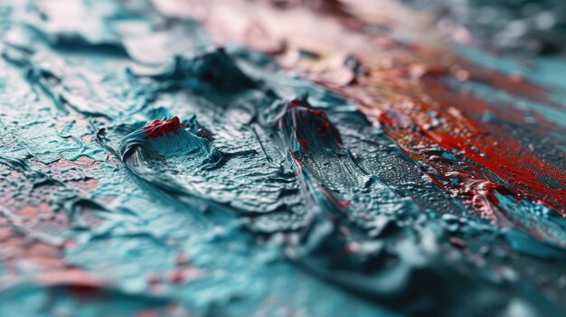 Close Up of Abstract Painting Expressive Colorful and Multilayered Artwork