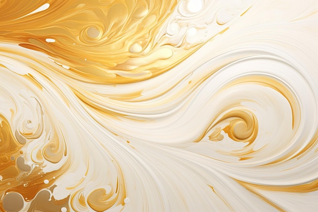 A close up of an abstract painting with gold and white paint Generative AI Abstract white yellow and gold background