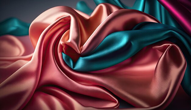 Close up of abstract rippled silk background for mock up and banner smooth soft fabric Generative Ai