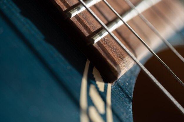 Photo close-up of acoustic guitar