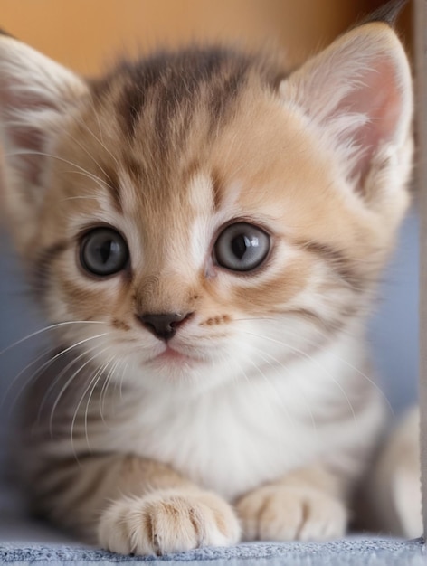 屋内で愛らしい子猫をクローズ アップ