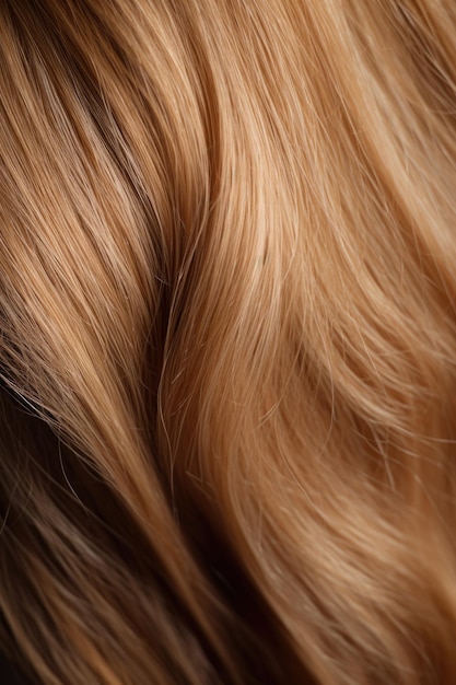 Close-up afbeelding van de textuur van verzorgd blond haar AI-generatie