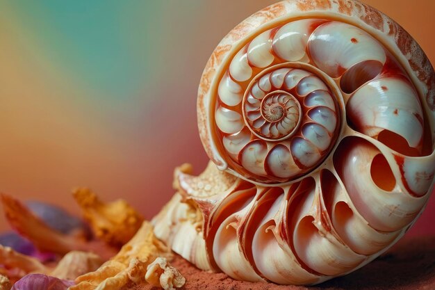 Close-up afbeelding van een schattige schelp Clam zee vakantie macro foto zachte pastelkleuren beige